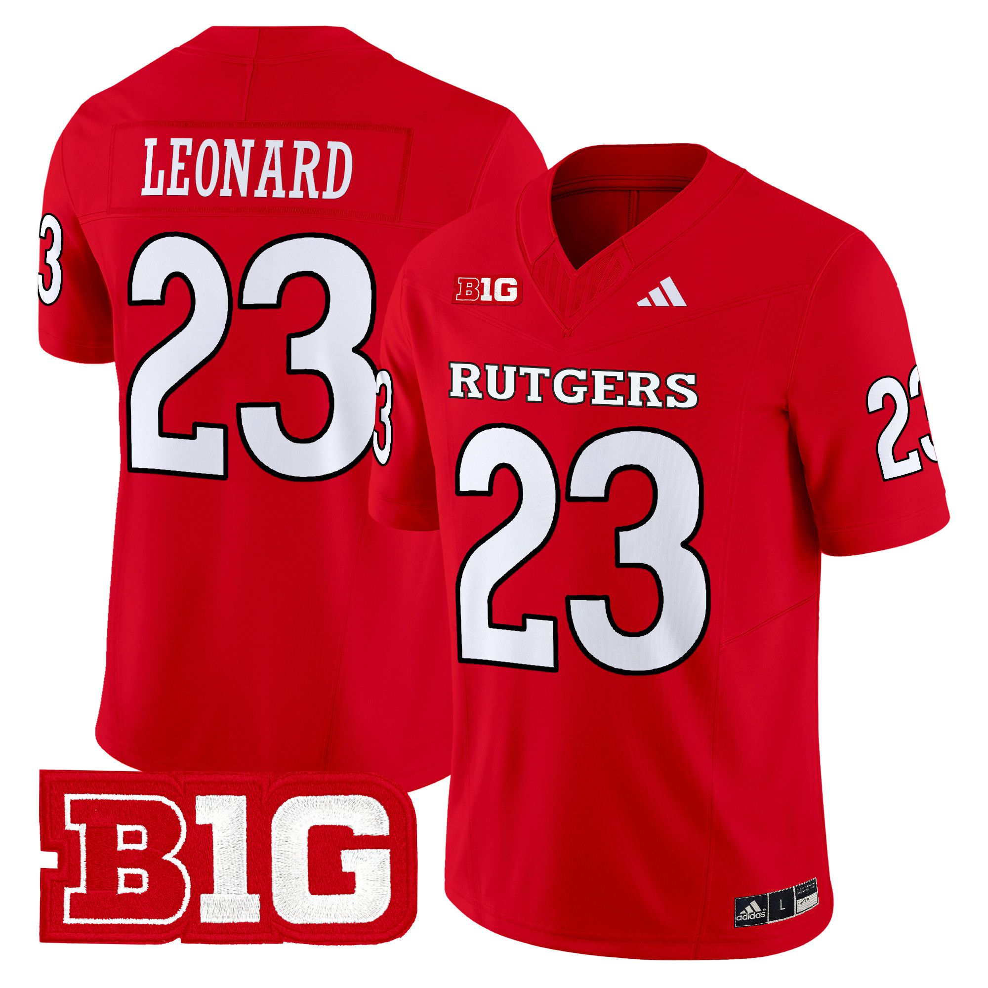 Men Rutgers Scarlet Knights #23 Leonard Red 2024 Vapor Limited NCAA Jersey style 1